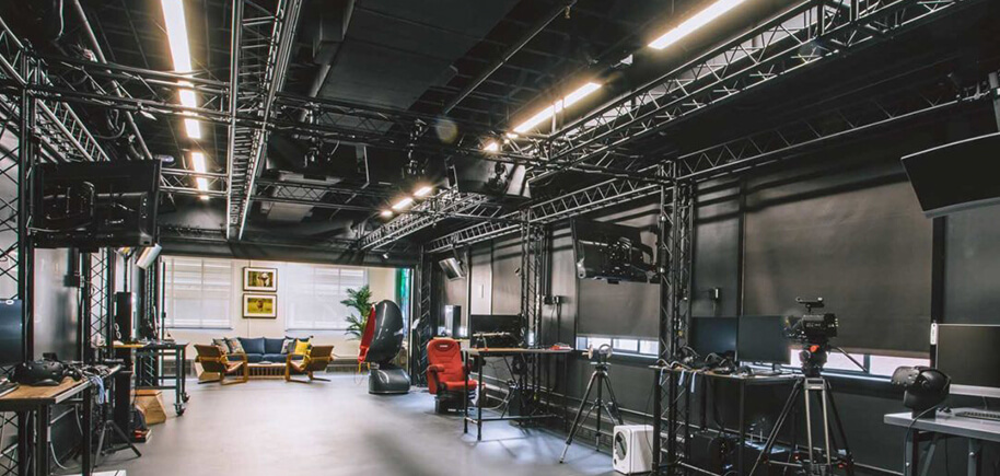 Inside view of a studio setup